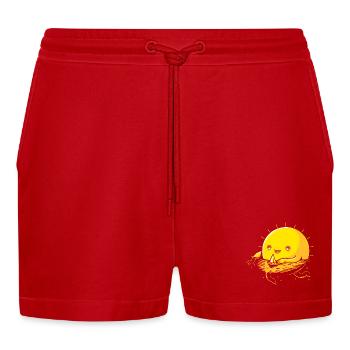 Sun in the water - Organic Relaxed Cropped Shorts Made in EU - red - Front