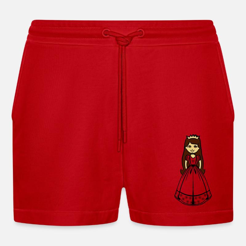 Prinzessin Mädchen Kind - Organic Relaxed Cropped Shorts Made in EU - Rot