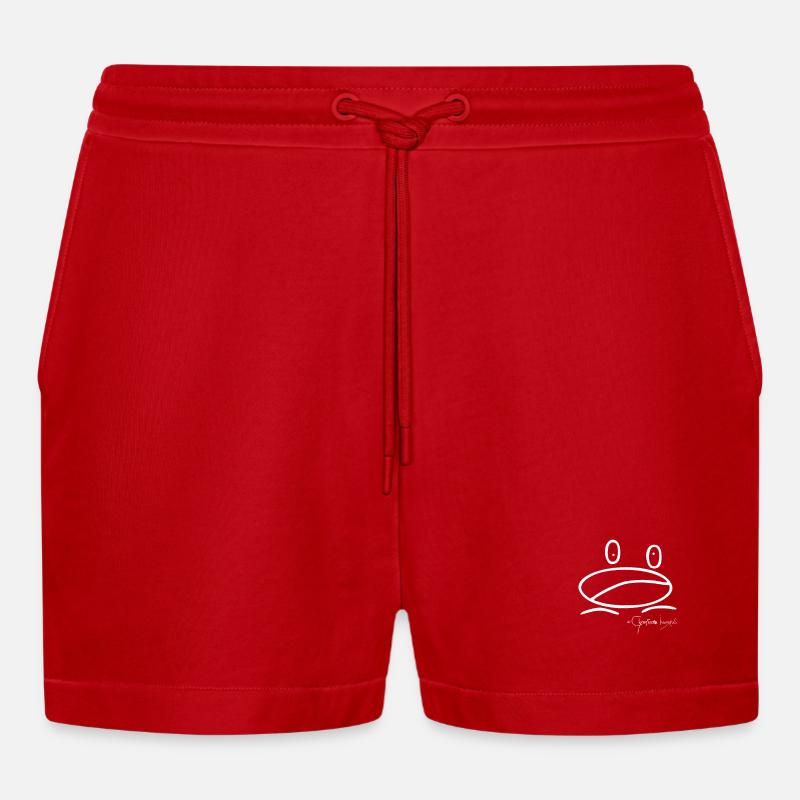 Froschmini - Ranunculus Oophagus - Organic Relaxed Cropped Shorts Made in EU - Rot