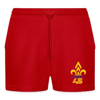 Fleur de Lys Loiret 45 - Organic Relaxed Cropped Shorts Made in EU - red - Front