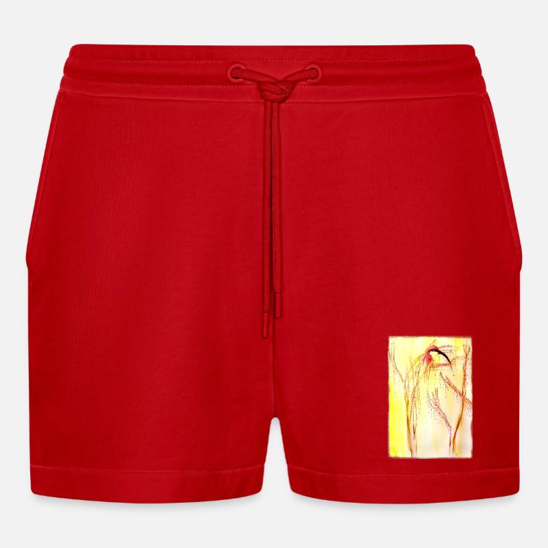  bee-eater - Organic Relaxed Cropped Shorts Made in EU - red