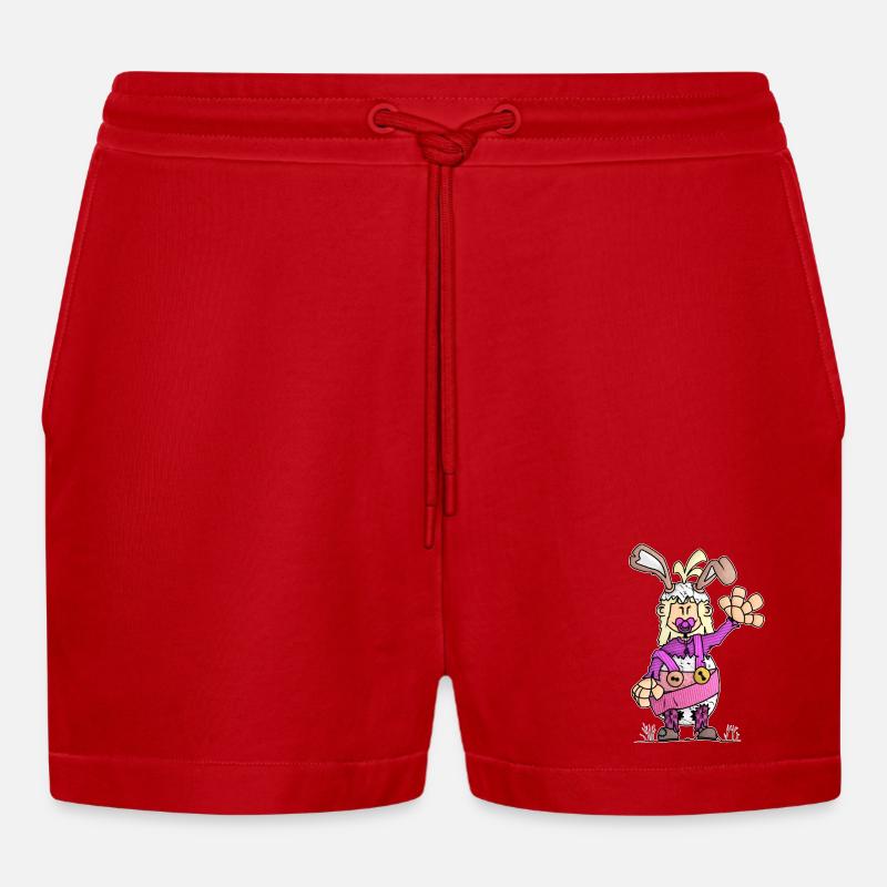 Tida - das Turbo-Pappe-Ei / - Organic Relaxed Cropped Shorts Made in EU - Rot