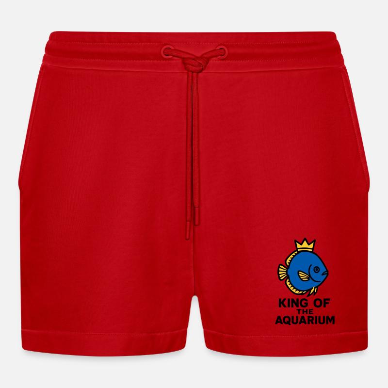 Il Re del Pesce Disco Coronato dell'Acquario - Pantaloncini corti ecologici casual Made in UE - rosso