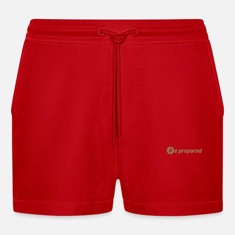 Bitcoin Sprüche Sei vorbereitet - Organic Relaxed Cropped Shorts Made in EU - Rot