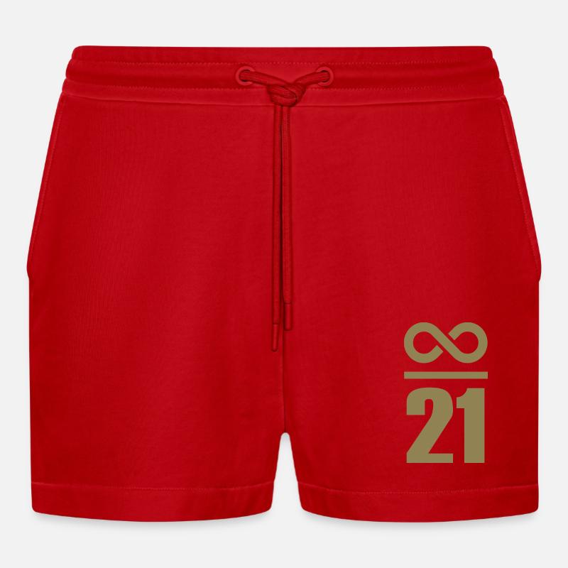 Unendlich durch 21 Millionen Bitcoin - Organic Relaxed Cropped Shorts Made in EU - Rot