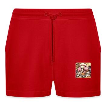 Old Man Baking Skull mit Bäckermütze mit Brot - Organic Relaxed Cropped Shorts Made in EU - Rot - Vorne