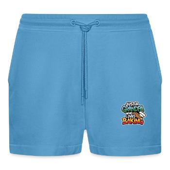 Grandpa is a baker, our grandpa likes to bake - Organic Relaxed Cropped Shorts Made in EU -  Sol Blue - Front