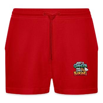 Grandpa is a baker, our grandpa likes to bake - Organic Relaxed Cropped Shorts Made in EU - red - Front
