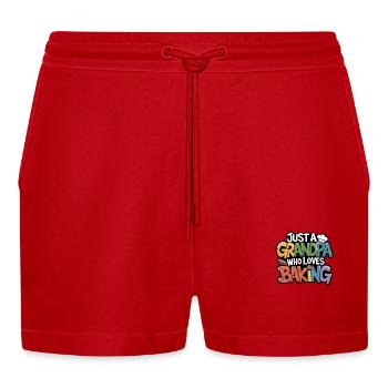 Grandpa is a baker, our grandpa likes to bake - Organic Relaxed Cropped Shorts Made in EU - red - Front