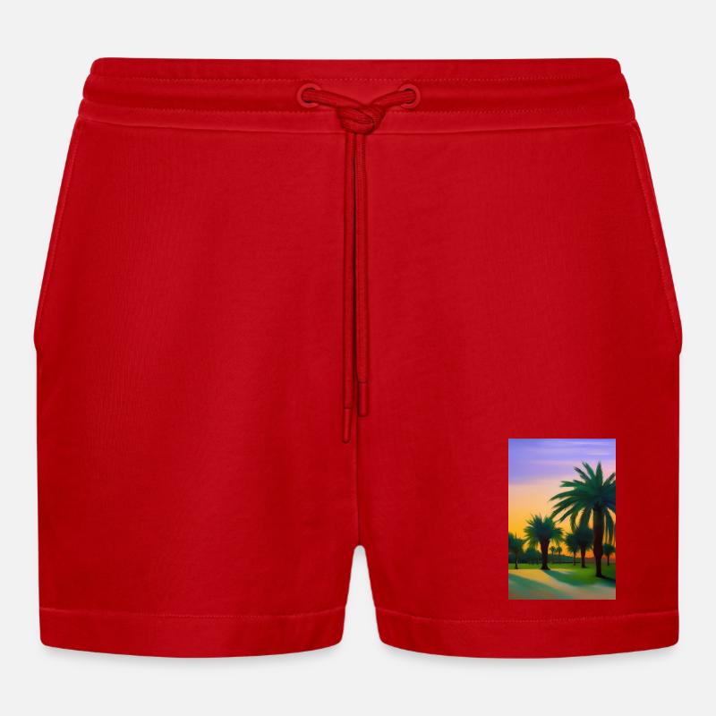 Arabische Wüste - Organic Relaxed Cropped Shorts Made in EU - Rot