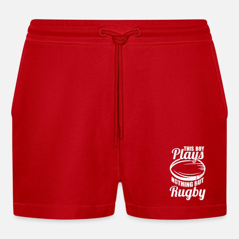 Rugby Boy - Organic Relaxed Cropped Shorts Made in EU - red