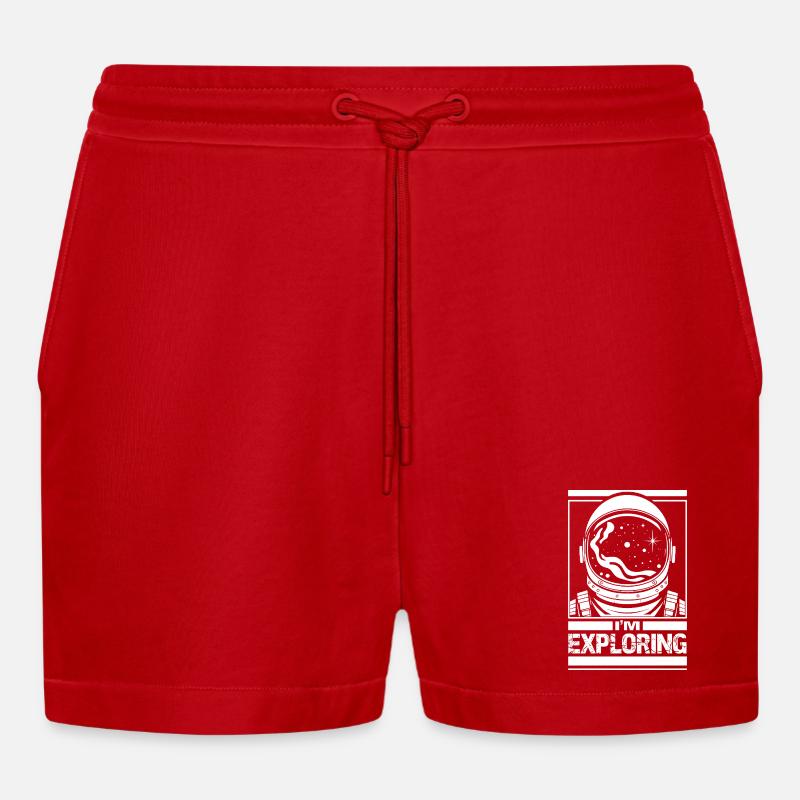 Ich bin auf Erkundungstour - Organic Relaxed Cropped Shorts Made in EU - Rot