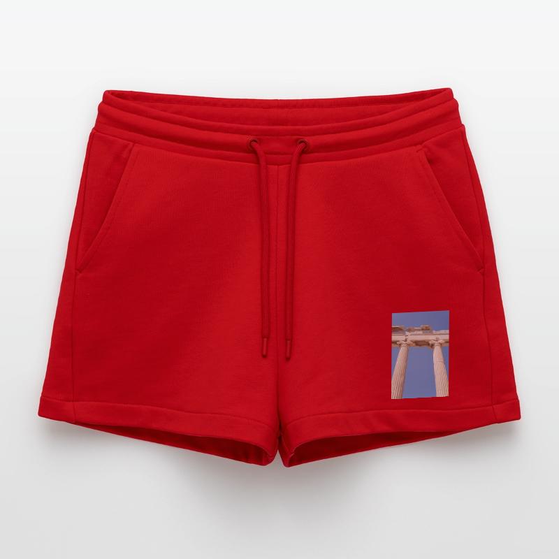 Ancient columns under blue sky, Acropolis Organic Relaxed Cropped Shorts Made in EU