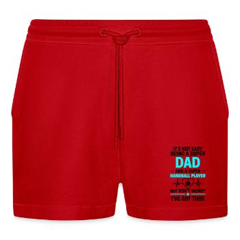 Herz + Handball – Super Papa Handball Player - Short bio décontracté court fabriqué en UE - rouge - Devant