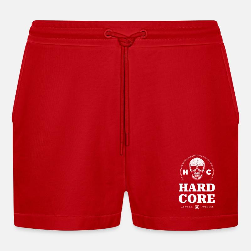 Schädel Hardcore - Organic Relaxed Cropped Shorts Made in EU - Rot