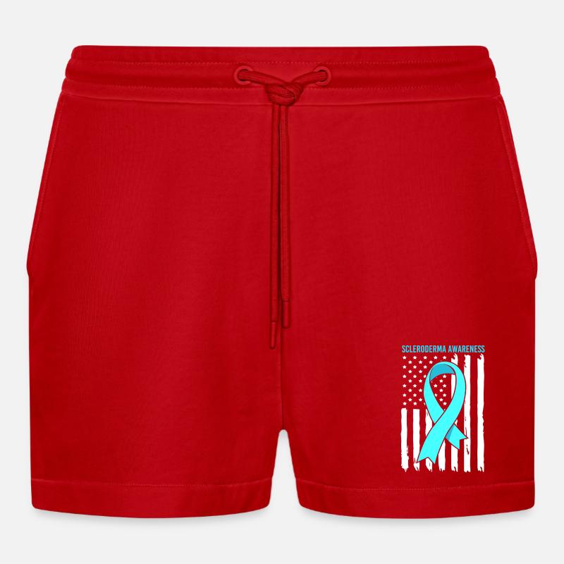 Scleroderma - Organic Relaxed Cropped Shorts Made in EU - red