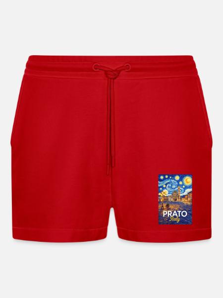 Prato, Italy. - Organic Relaxed Cropped Shorts Made in EU - red