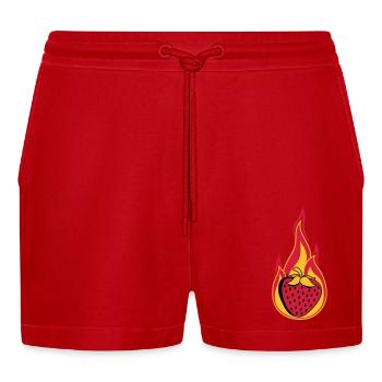 feuer flamme brennen heiss hot erdbeere fruchtig l - Organic Relaxed Cropped Shorts Made in EU - Rot - Vorne