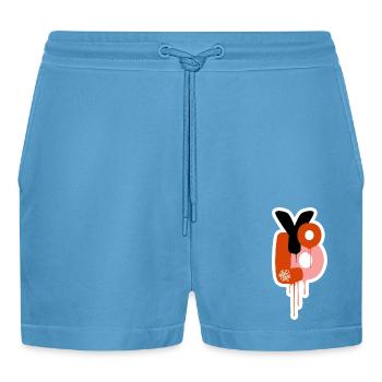 Yolo you only live once - Graffiti Styles - Organic Relaxed Cropped Shorts Made in EU -  Sol Blue - Vorne