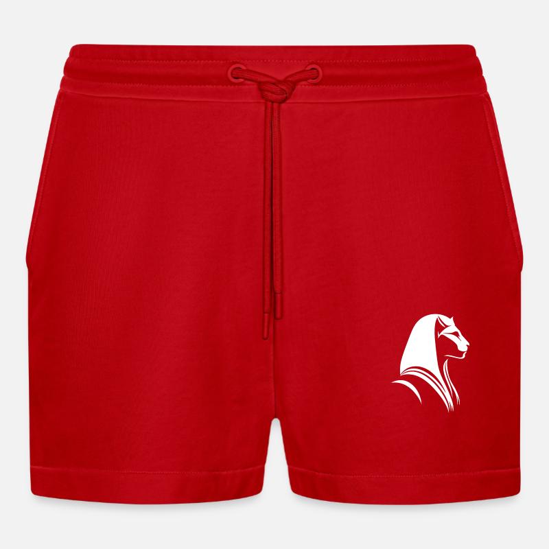 Chat Egypte Pharaon Silhouette - Short bio décontracté court fabriqué en UE - rouge