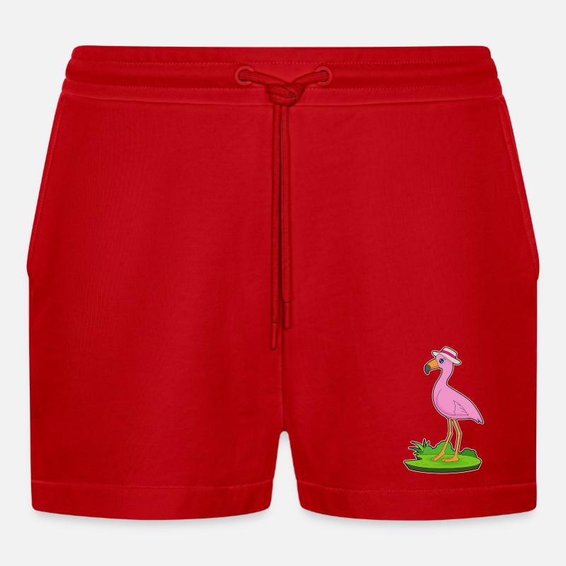 Flamingo Hut - Organic Relaxed Cropped Shorts Made in EU - Rot