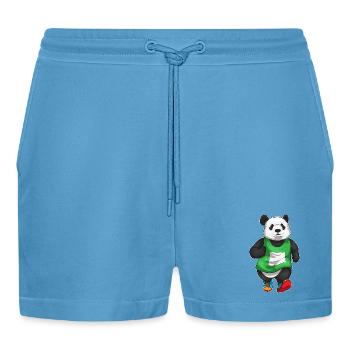 Panda Jogger Joggen Sport - Organic Relaxed Cropped Shorts Made in EU -  Sol Blue - Vorne