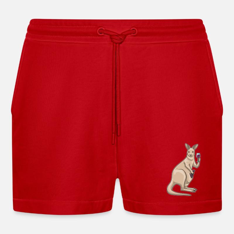 Kangaroo Red Wine - Organic Relaxed Cropped Shorts Made in EU - red
