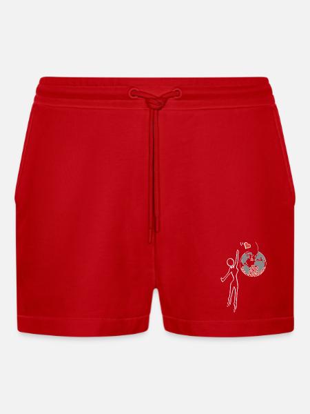 Give love - Organic Relaxed Cropped Shorts Made in EU - red