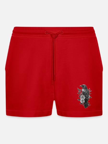 Raven - Organic Relaxed Cropped Shorts Made in EU - red