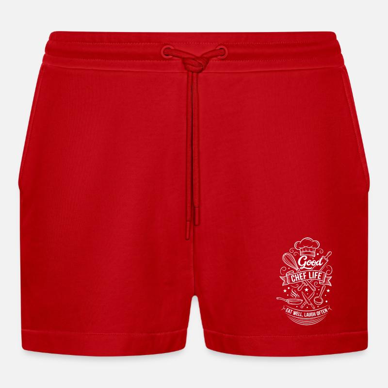 Bon mode de vie de chef - Short bio décontracté court fabriqué en UE - rouge