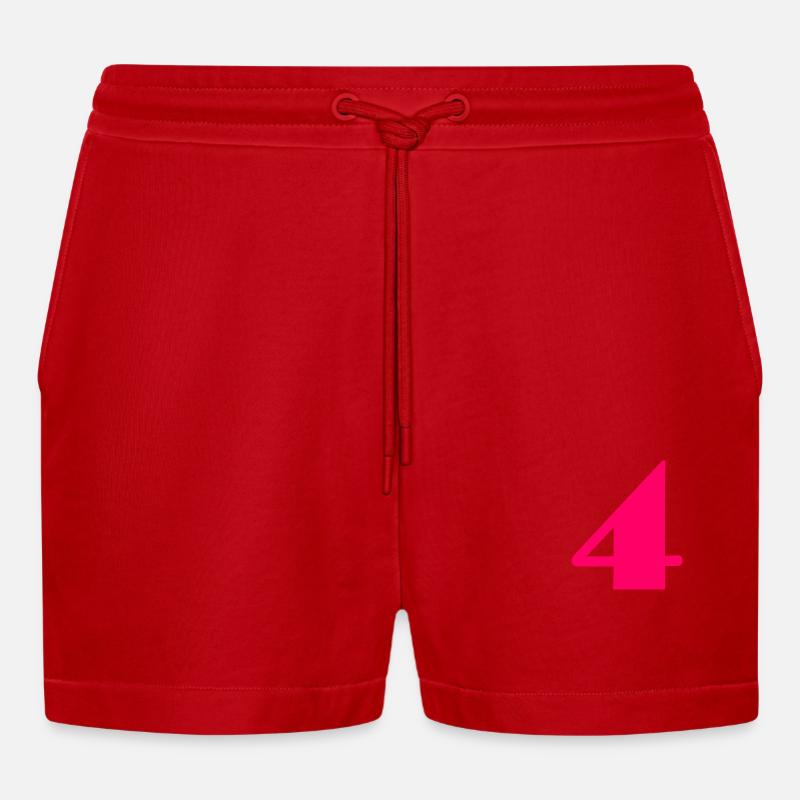 4 ANS,4e ANNIVERSAIRE,ANNIVERSAIRE 4 ANS,4 - Short bio décontracté court fabriqué en UE - rouge