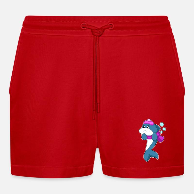 Delfin Kopfschmerzen - Organic Relaxed Cropped Shorts Made in EU - Rot