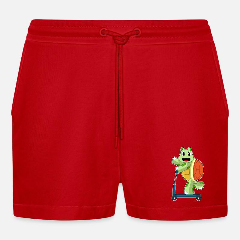 Turtle Roller - Short bio décontracté court fabriqué en UE - rouge
