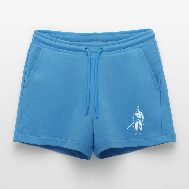 Samurai Two Swords Master Vector Organic Relaxed Cropped Shorts Made in EU
