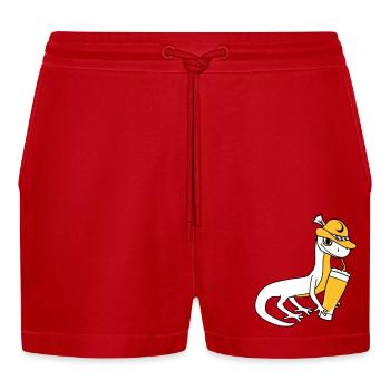eidechse bier bayern alkohol saufen pa - Organic Relaxed Cropped Shorts Made in EU - Rot - Vorne