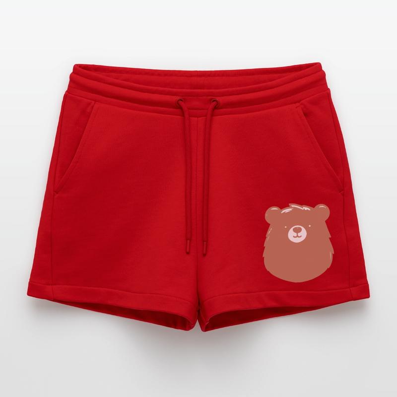 Simple bear in a flat handle Organic Relaxed Cropped Shorts Made in EU