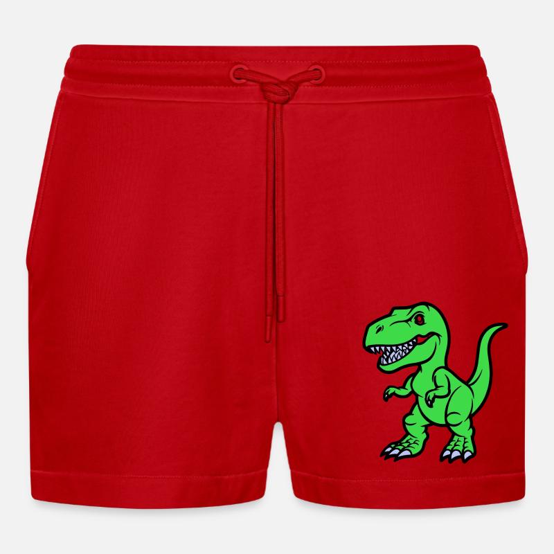 Bande dessinée T Rex - Short bio décontracté court fabriqué en UE - rouge