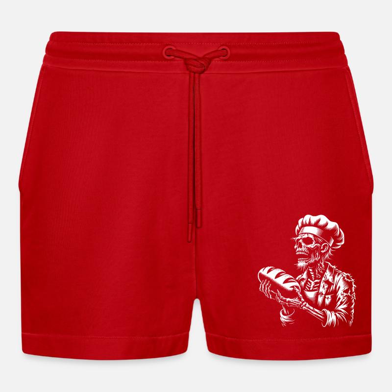 Zombie Bäcker gruseliger Bäcker - Organic Relaxed Cropped Shorts Made in EU - Rot