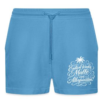 Endlich Malle Spruch Urlaub - Organic Relaxed Cropped Shorts Made in EU -  Sol Blue - Vorne