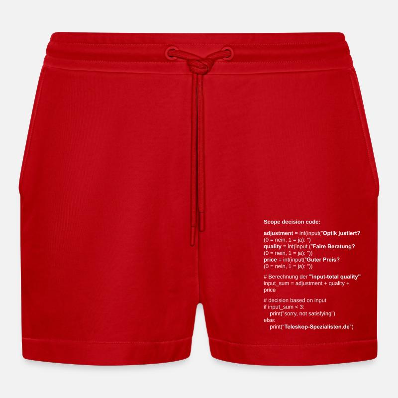 Astronomy Scope Decision Code Telescope - Organic Relaxed Cropped Shorts Made in EU - red