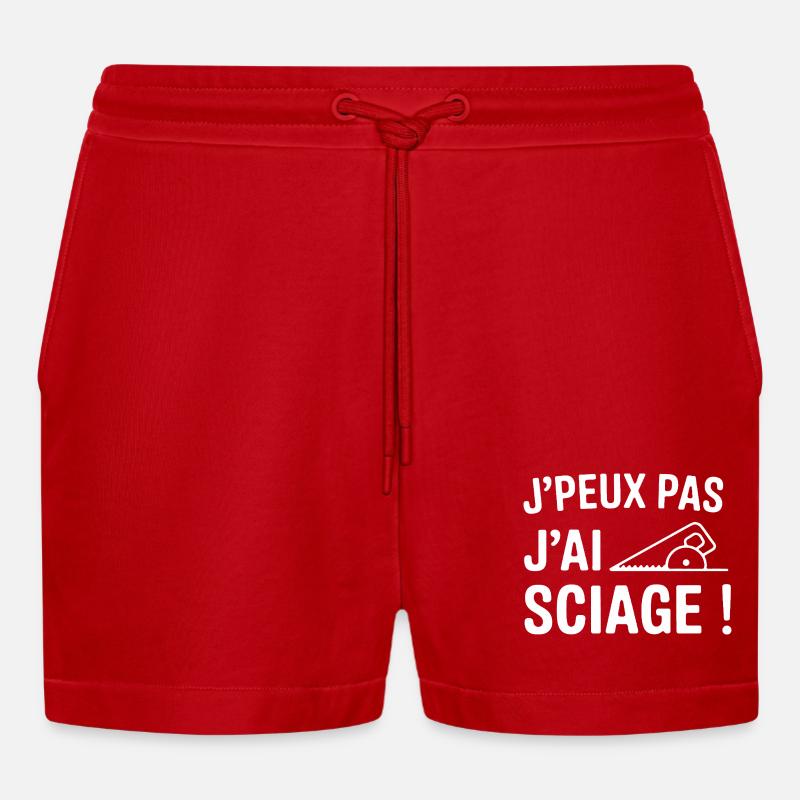 J'peux pas, j'ai sciage ! - Short bio décontracté court fabriqué en UE - rouge