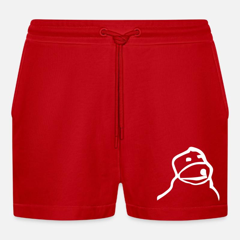 Flat Eric - Organic Relaxed Cropped Shorts Made in EU - Rot