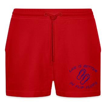 LIFE IS BETTER IN FLIP FLOPS - Organic Relaxed Cropped Shorts Made in EU - Rot - Vorne