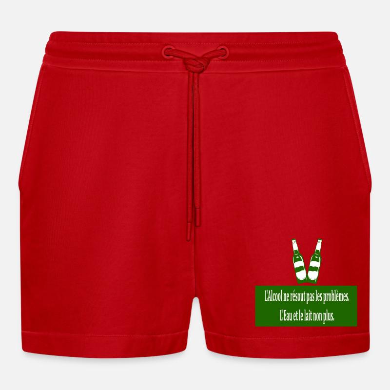 Cool doesn't solve problems - Organic Relaxed Cropped Shorts Made in EU - red