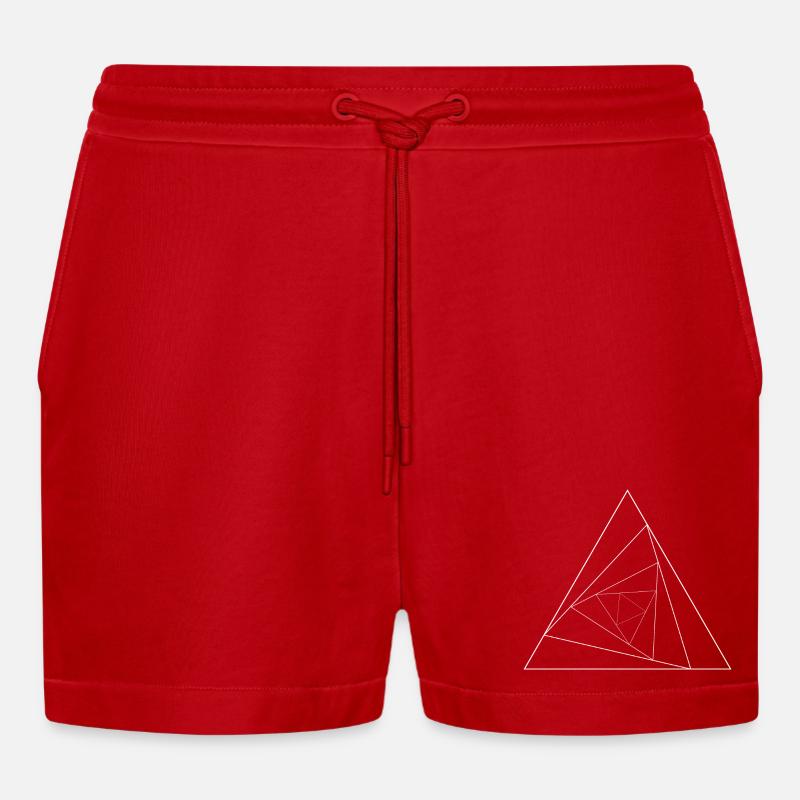 Triangular triangle - Organic Relaxed Cropped Shorts Made in EU - red