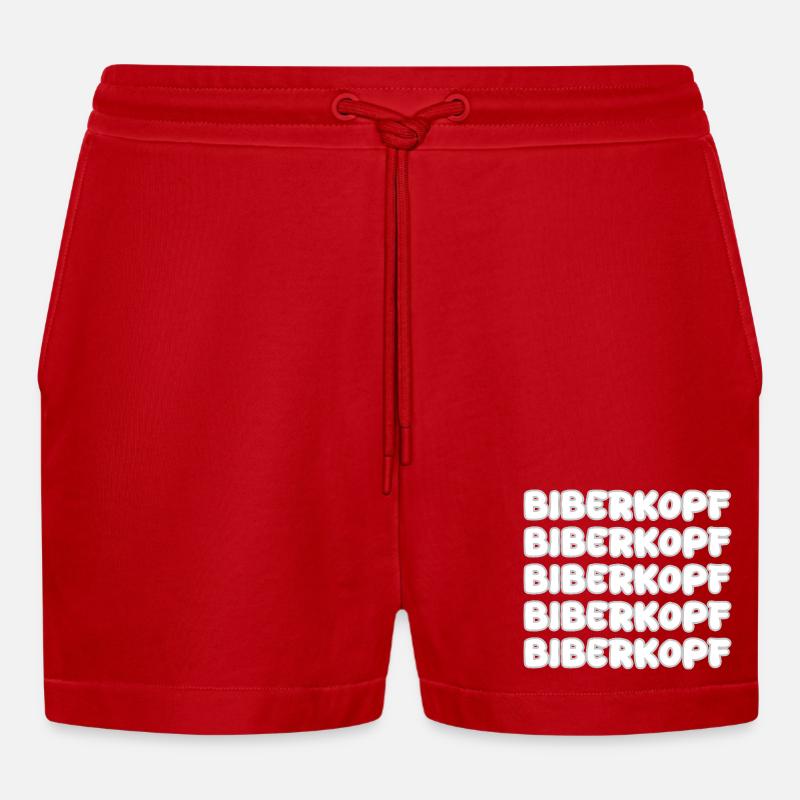 Gift for Beaverhead - Organic Relaxed Cropped Shorts Made in EU - red