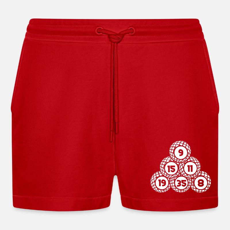 Bingo Player Bingo Balls Stack Bingo - Organic Relaxed Cropped Shorts Made in EU - Rot