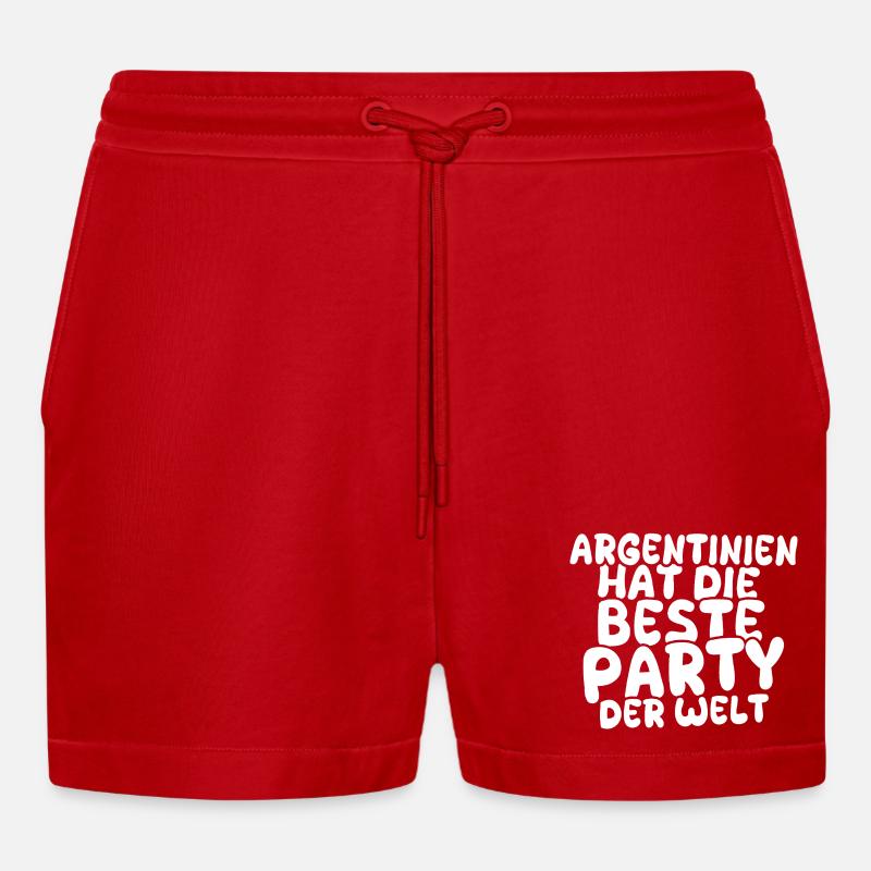 Feiern Argentinien - Organic Relaxed Cropped Shorts Made in EU - Rot