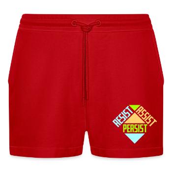 Resist Assist Persist Aktivismus Motivation Logo - Organic Relaxed Cropped Shorts Made in EU - Rot - Vorne