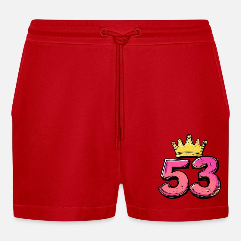 Couronne à 53 chiffres - Short bio décontracté court fabriqué en UE - rouge